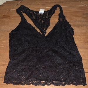 black lingerie crop top